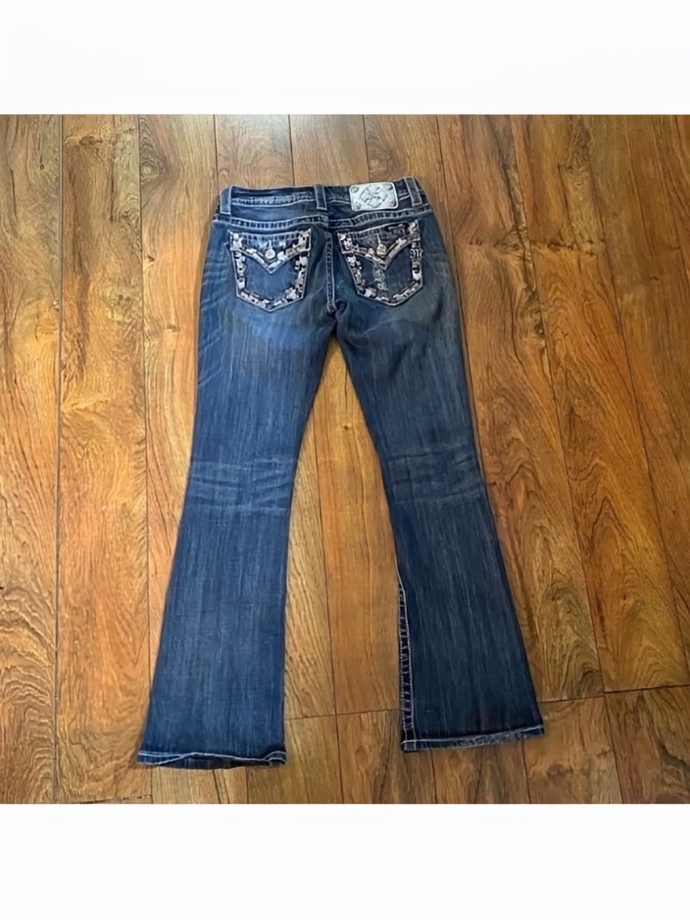 Gorgeous Miss Me Signature Boot Jeans With Embellished Pockets 31” Inseam